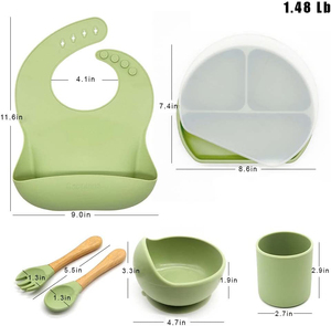 Vente en gros <span class=keywords><strong>Ensemble</strong></span> de <span class=keywords><strong>repas</strong></span> pour bébé en silicone de qualité alimentaire Bavoirs pour bébé antidérapants Facile à nettoyer <span class=keywords><strong>Ensemble</strong></span> de bols et cuillères en silicone pour nourrisson - Product Image 6