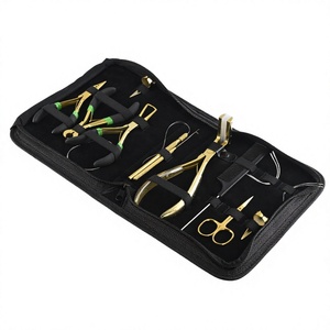 Hair Extension <b>Tools</b> Kit Stainless Steel Tape Weft Pressing Plier Microlink Bond Cutter Parting Finger Styling - Product Image 1