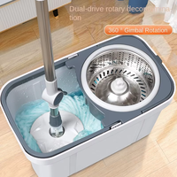 Ensemble serpillière et seau en microfibre écologique en acier, pas cher, avec rotation à 360° pour le nettoyage des sols (vente en gros)