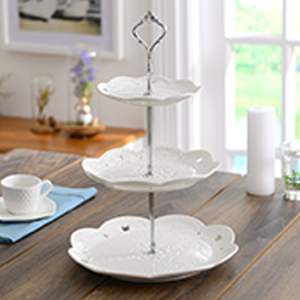 Support à gâteau royal, support à cupcakes, support à fruits, plateau à dessert, assiettes en céramique à <span class=keywords><strong>3</strong></span> niveaux pour mariage, fête du <span class=keywords><strong>thé</strong></span>, plateau personnalisé avec logo - Product Image 3