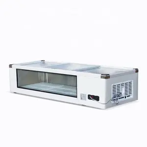 Supermarket Stainless Steel Ice Frozen Fresh Seafood Fish Display Case Table Freezer Refrigerator