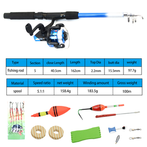 12pcs 1.8m <strong>Best</strong> Travel Portable Light Soft Fiberglass Spinning Telescopic Fishing <strong>Rod</strong> Set With Spinning <strong>Reel</strong>