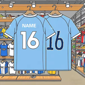 Maglia da <span class=keywords><strong>Calcio</strong></span> di Alta Qualità Nuova Stagione per Uomo, 100% Poliestere, Leggera, Traspirante, ad Asciugatura Rapida, Edizione Home/Away per Tifosi - Product Image 1