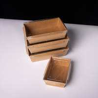 Conteneur alimentaire jetable écologique en papier kraft avec couvercle, boîte à deux compartiments pour restaurants, maison et plus encore