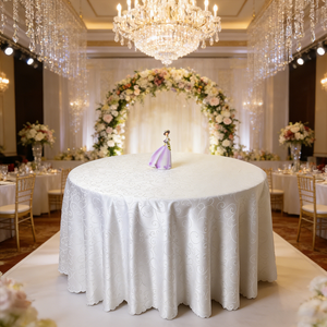 120" 132" Round Jacquard Embroidery <strong>Table</strong> Cloth Wedding <strong>Table</strong> <strong>Cover</strong> - Product Image 1