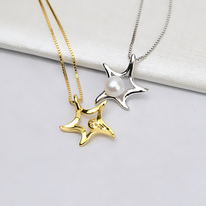 Pendentif en argent S925, nouveau, 5-6 étoiles de mer, pentagramme avec chaîne claviculaire, accessoires en perles DIY pour femmes, 878 - Product Image 2