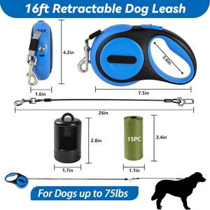 16 <span class=keywords><strong>ft</strong></span> guinzaglio retrattile per cani 360 ° senza grovigli a prova di masticazione di lusso modello animale durevole crepuscolo luci sacchetti di cacca nastro - Product Image 2