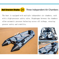Bateau gonflable en PVC robuste de 3.8m avec plancher en alliage d'aluminium | Idéal pour la pêche et le sauvetage
