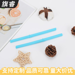 Silicone Straws Sky Blue 7 Inch Bendable Straight Pipe For Milk Tea Coffee Juice Drinks - Product Image 5