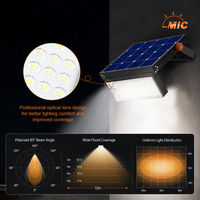 Projecteur solaire haute efficacité 185LM/W 20W 40W 60W avec batterie LiFePO4 pour balcon, mur résidentiel, sécurité, jardin, extérieur IP66