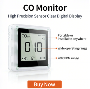 <span class=keywords><strong>Détecteur</strong></span> de <span class=keywords><strong>gaz</strong></span> monoxyde de carbone 3-en-1 Airsense C601 avec détection de fumée, température et humidité, batterie de secours, en plastique, personnalisable - Product Image 1