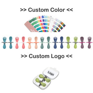 Cuchara de Aprendizaje para Bebés, Primera Etapa, Personalizada, de Plástico, Portátil, <span class=keywords><strong>Cubiertos</strong></span> para Niños Pequeños, Cuchara y Tenedor en Una Sola Caja - Product Image 5