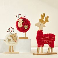 Weihnachten Holz Schaf Filz kleine Ornamente Set Schaffell Schneemann Alter Mann Esstisch Dekoration Weihnachts baum Ornamente