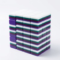 Premium Lilas Vert Américain Mahjong Ensemble Ciel Violet Support Chinoiserie Ginger Jar Vents Topiary Jokers Tile Board Coffret Cadeau