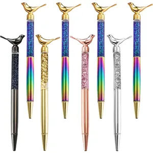 Luxury Gold Foil <b>Ballpoint</b> <b>Pen</b> with Bird Top, Elegant Decorative Metal <b>Pen</b> for Gifts, Office & Stationery - Product Image 1