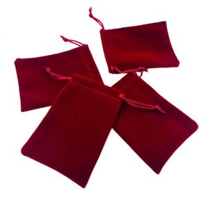 Bolsa de Almacenamiento para Joyas y Auriculares de Color Rojo, Bolsa de Terciopelo con Cordón - Product Image 2