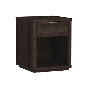 Nightstand In Brown Wood With Drawer And <b>Open</b> Shelf Storage Unit - Product Image 6