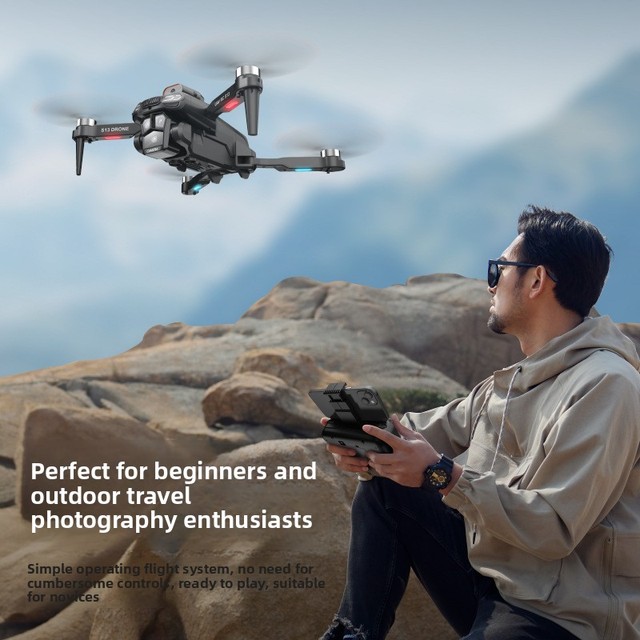 New Cross-border S13 Brushless Aerial Drone Optical-flow Obstacle Avoidance Remote-controlled Foldable Quadcopter Aerial Plants