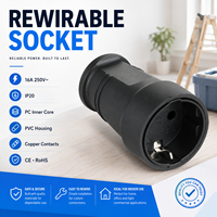 Prise industrielle 16A 250V~ IP20 Type Schuko 2P+E Norme UE, avec âme en PC et coque en PVC, certifiée CE GS RoHS