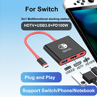 Docking Station USB-C ke HDTV 4K USB3.0 3-in-1 Pengisian Daya PD 100W untuk Switch Steam Deck Tersedia Grosir