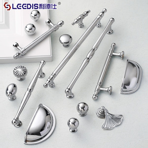 LGEDIS Bright Chrome Drawer Handles French Style Zinc Alloy Cabinet Hardware <b>Wardrobe</b> Door Knobs - Product Image 1