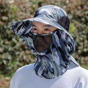 Fulishu <b>Men's</b> Camouflage Fisherman <b>Hat</b> With Full Face Veil <b>Sun</b> Protection Neck Cover Breathable Summer Outdoor <b>Hat</b> - Product Image 3