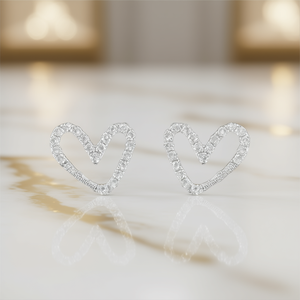 E3192 Orecchini con diamanti taglio cuore in oro, stile romantico da sposa, colore G, gioielli raffinati con diamanti naturali - Product Image 2