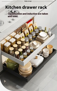 OEM/ODM Extensible Metal Gabinete Organizador Cajón Pull Estante de almacenamiento Estantes divisores Cocina Adhesivo Diapositiva Almacenamiento Olla de almacenamiento - Product Image 3