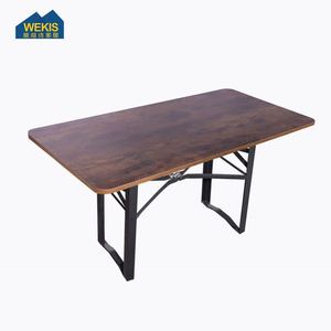 Mesa Plegable Metálica Portátil Moderna de Alta Calidad con Bancos de Madera de Lujo, Diseño Cuadrado Delgado para Exteriores, Dormitorio y Sala de Estar - Product Image 5