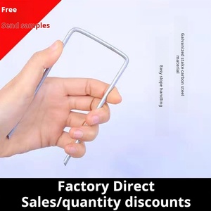 C18 Landscaping Fabric Weed <strong>Barrier</strong> Stakes Landscape Staples 6 Inch Galvanized Lawn &amp; Yard Ground <strong>Spikes</strong> Garden Stakes - Product Image 3