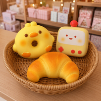 Jouet sensoriel anti-stress en PU souple à montée lente, en forme de pain, donut et croissant, motif animal de dessin animé Kawaii, vente en gros