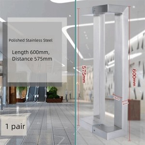 Maniglia per Porta in Acciaio Inox, Lunghezza 60 <span class=keywords><strong>Cm</strong></span>, Tubolare Rettangolare, Spessore Elevato, Antiruggine, per Porte in Vetro - Product Image 5