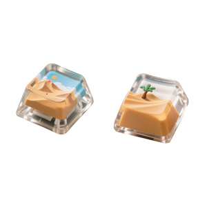 Keycaps 3D personnalisés <span class=keywords><strong>de</strong></span> paysage désertique Dunes <span class=keywords><strong>de</strong></span> sable en résine transparente Palmier multicolore OEM/ODM Commandes en gros pour les services d'usinage - Product Image 2