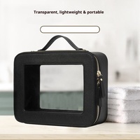 Pochette de rangement pour tuiles de Mahjong avec fenêtre transparente en PVC et extérieur en PU pour un rangement organisé des jeux de Mahjong à domicile