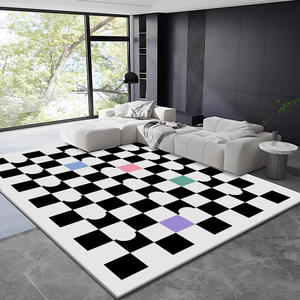Tapis géométrique moderne à carreaux, imitation cachemire, pour salon, chambre à coucher, H-143, impression personnalisable - Product Image 1