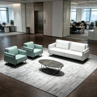 Ensemble de canapés de bureau Chesterfield en cuir véritable de luxe moderne avec structure métallique et éponge haute densité pour une utilisation à la maison et en extérieur