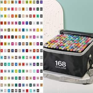 Marqueurs d'art à double embout, 168, 204, 262 couleurs, à base d'huile, peinture permanente, stylo avec sac en toile - Product Image 1