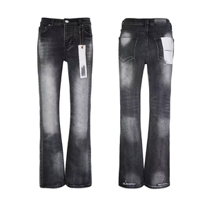 Jeans Streetwear con Logo Ricamato Personalizzato, Pantaloni Retro Skinny a Zampa, Vestibilità Slim per Uomo - Product Image 6