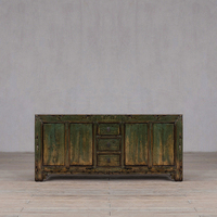 Console rétro en bois massif faite à la main, meuble de rangement avec grande capacité pour la maison