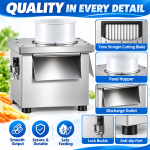 เครื่องหั่นผักเชิงพาณิชย์ 350W สแตนเลส 7 มม. เครื่องตัดแบบเส้นตรงสำหรับมันฝรั่ง แครอท ร้านอาหาร ครัว - Product Image 4