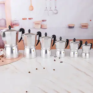 커피 클래식 알루미늄 Stovetop 모카 냄비 에스프레소 커피 메이커 모카 커피 포트 브루어 8 각형 모양
