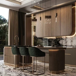 Juego de Muebles de Cocina Italianos de Lujo BALOM, Combinación de Madera Maciza y Mármol, Gabinetes de Cocina con Certificación CE, Directo de Fábrica OEM - Product Image 1