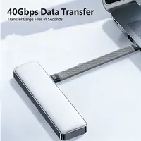 Kabel USB4.0 PD 240W Pengisian Daya Tipe-C ke Tipe-C Pendek dan Tipis dengan Chip E-Marker Terintegrasi, Transmisi Video 8K 40Gbps, Transfer Data