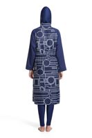 Groothandel islamitische badkleding voor vrouwen, bescheiden patchwork badpak met lange mouwen, islamitische hijab, islamitische burkinis, badpak