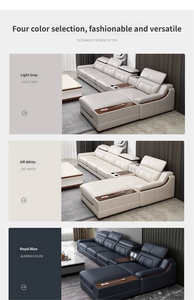 أريكة قطاعية متعددة الوظائف على شكل حرف L قابلة للتحريك وفعالة من حيث التكلفة، مصنوعة من الجلد الصناعي، بتصميم عصري بسيط مع منفذ USB - Product Image 6