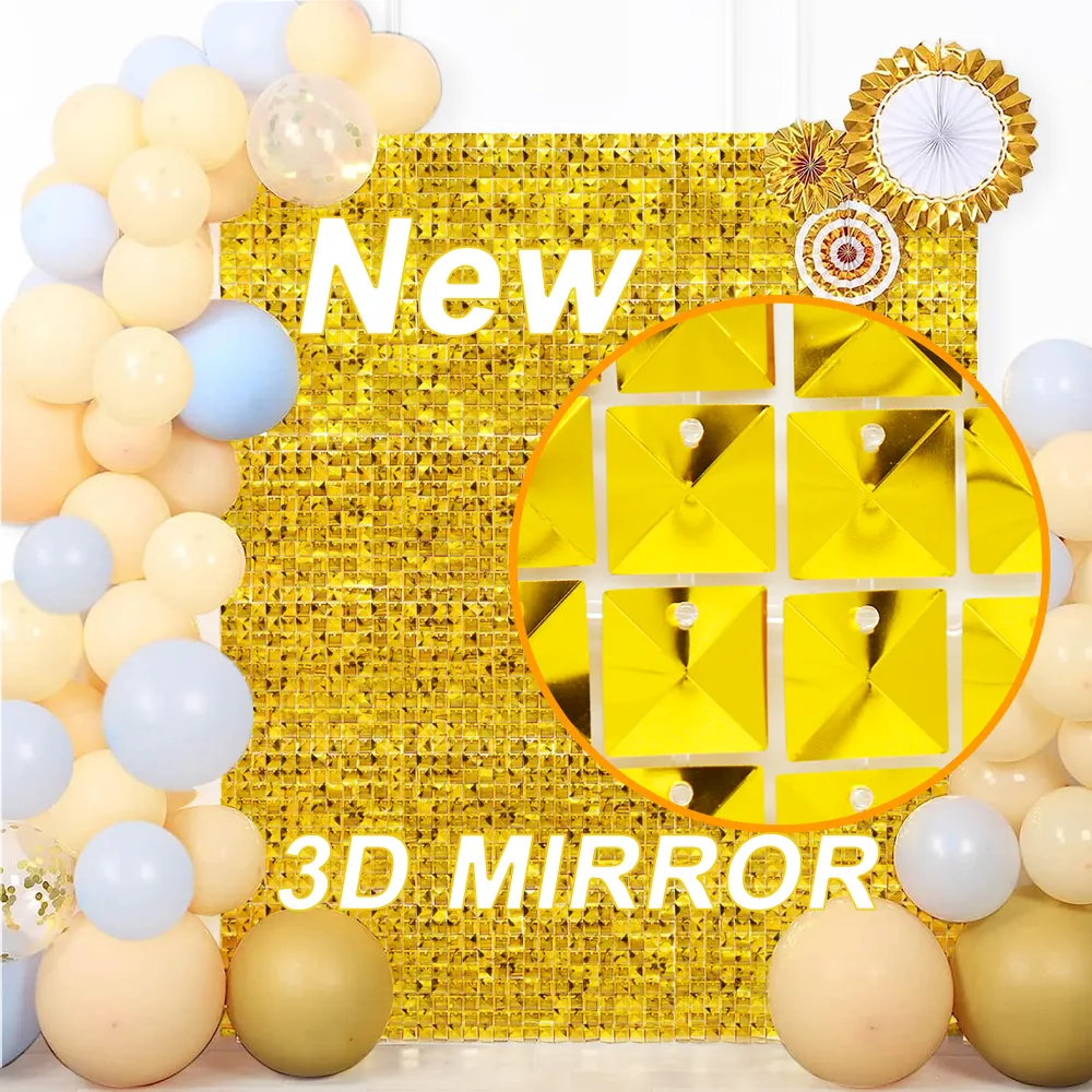New 3D gương vàng ánh sáng lung linh tường Backdrop long lanh tường trang trí nội thất lấp lánh sequin 30cm Backdrop Đảng trang trí Backdrop ánh sáng lung linh tường