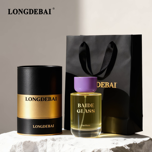 Botella de Perfume Vacía Transparente al por Mayor de 100 ml, Botella de Perfume Redonda de Lujo con Impresión Dorada Personalizada y Caja de Empaque - Product Image 3