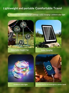 Ventilateur solaire portable pliable de 4000 mAh avec panneau solaire pour le voyage, le camping et l'extérieur - Product Image 4