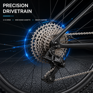 Bicicleta de Montaña de Fibra de Carbono, 2x12 Velocidades, Suspensión Delantera, Freno de Disco Hidráulico, 27.5/<span class=keywords><strong>29</strong></span> <span class=keywords><strong>Pulgadas</strong></span>, Todoterreno, Carga de 150 kg, Aleación de Aluminio - Product Image 2