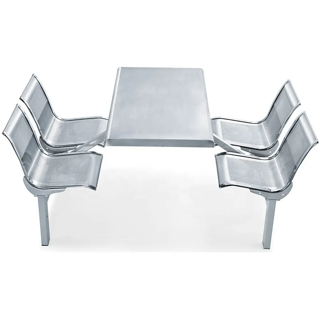 Table et chaises en acier inoxydable 2021, mobilier de salle à manger, très rapide, 4 places